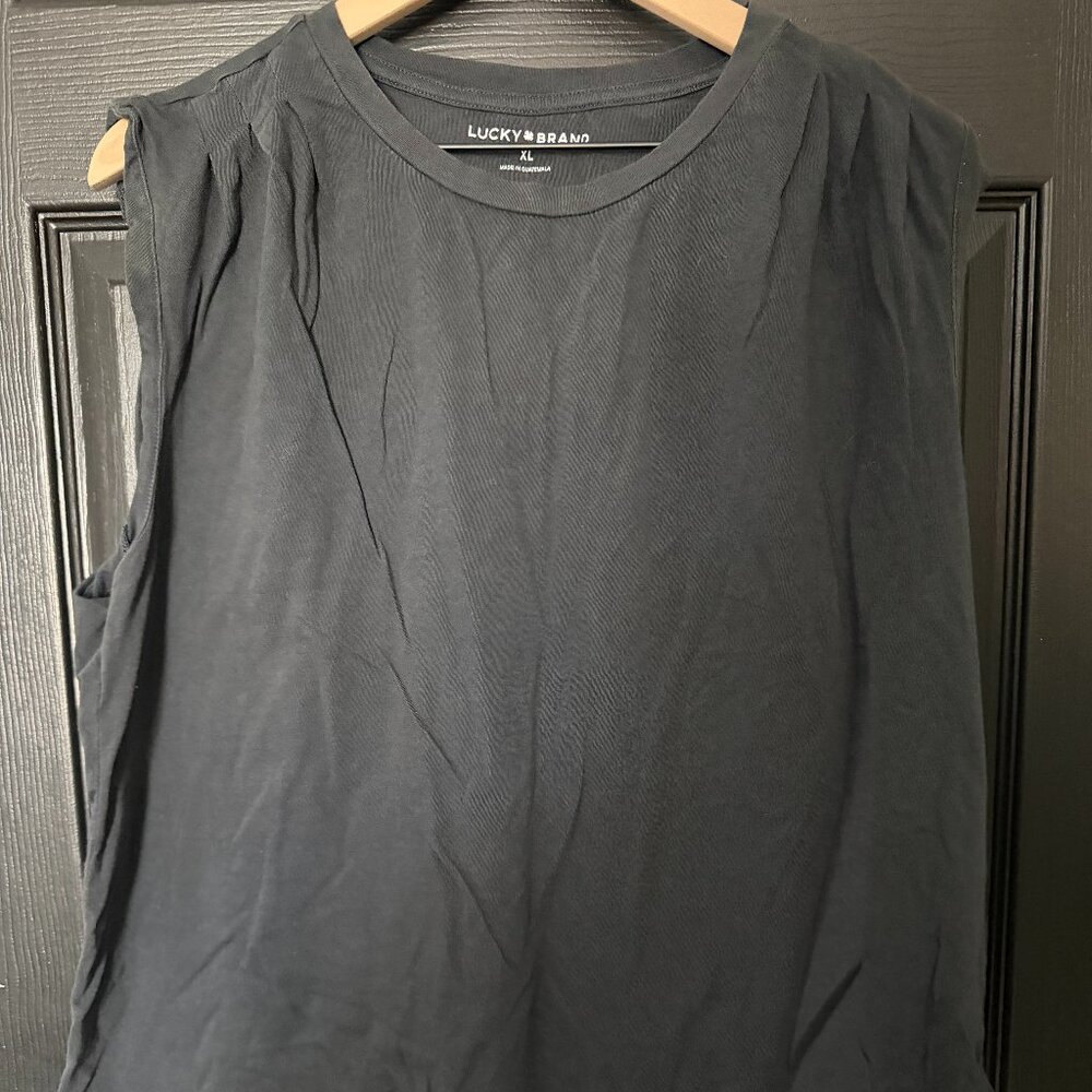 Womens Lucky Brand Sleeveless Tank Worn Black Extra Large